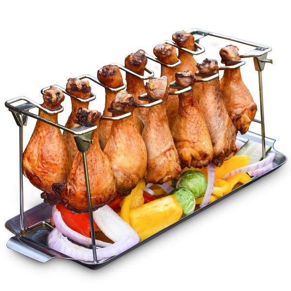 RTT Chicken Leg Rack for Grill with Drip Tray -