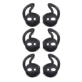 ALXCD Ear Cover Ear Hook Compatible with Airpod Headset MMEF2AM/A, 3 Pair Anti-Slip Silicone Ear Tips, Fit for Airpod 1 Airpod 2 [Sport](Black 6S)