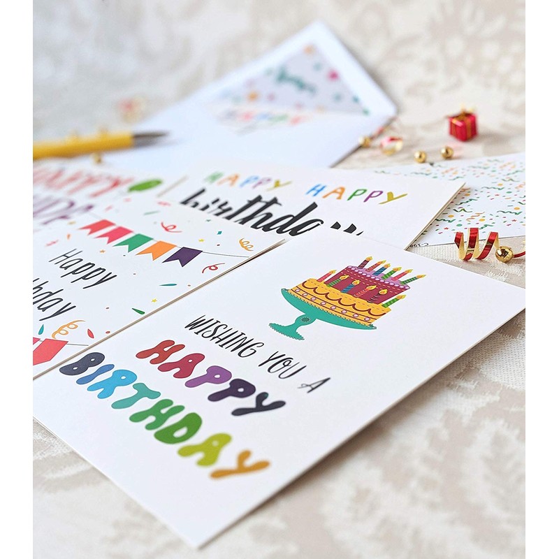 100 Happy Birthday Cards Bulk, Large 5x7 Inch Assorted, with