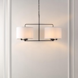 SAFAVIEH Lighting Collection Devney Black/White 6-Light Hanging Adjustable Chandelier Light Fixture (LED Bulbs Included)