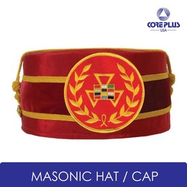 Past Grand High Priest Royal Arch Masonic Chapter Crown Cap - Red Machine Embroidery