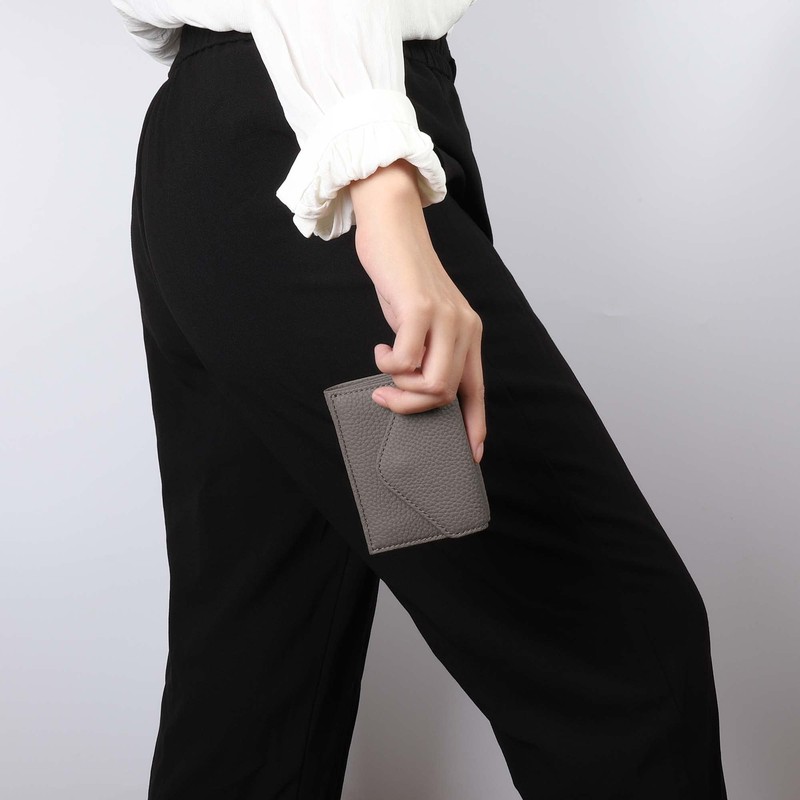 HANATORA SA03-BP Genuine Leather Mini Wallet, Italian Leather, Trifold Wallet,