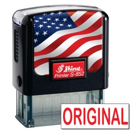 Shiny Original Stamp Self Inking Rubber Stamp, 1/2" by 1-1/2" Impression Area, Red Ink, Refillable