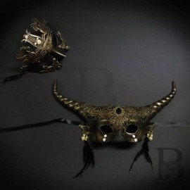Beyond Masquerade Couple's Masquerade Masks | Venetian Roman Couple's Masks Gold
