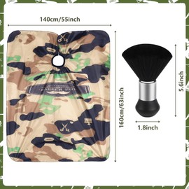 FEBSNOW Barber Cape Waterproof Professional Hair Cutting Cape Neck Duster Brush for Haircut Army Green Salon Beard Hairdressing Kits 46.8 × 56 Inches