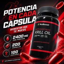 Krill Oil Astaxantina 200 Cápsulas 100 Porciones 2400 Mg