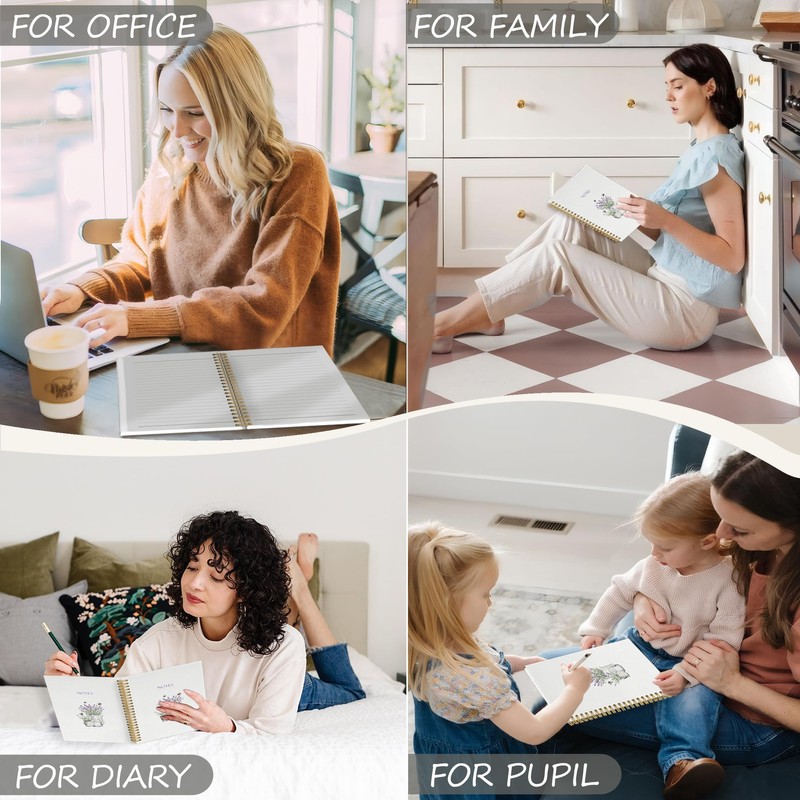 YLZlhb Purple Lavender Floral Spiral Notebook Journal, Flower Plant Bee