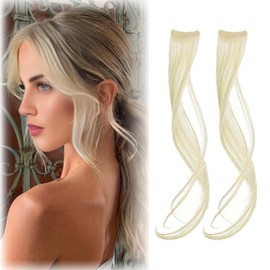 NICENEEDED 2 Stück Langer Seitlicher Air Pony Clip In Pony Mit Künstlichem Pony Pony Zum Anklipsen Curtain Bangs Pony Auf Der Vorderseite Gebogener Pony