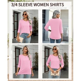Zeagoo Womens 3/4 Sleeve Shirts Crew Neck Tops Loose Fit Causal Spring Fashion Outfits 3 Pack Trendy Clothes Summer 2025