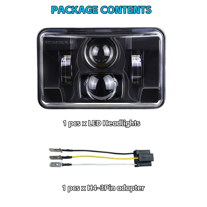 4x6 Inch LED Headlights Rectangular Light DOT Approved High/Low Beam