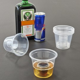 AIOS Sleeve of 50 Recyclable Jagerbomb Shot Glasses. Combining The Shot and Mixer into one. UKCA and CE Markings 25ml to Brim/Outer 90ml