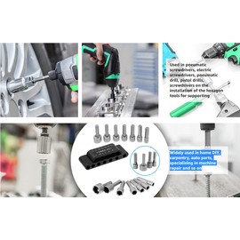 14 Pcs Nut Driver Set, 1/4'' Hex Shank Quick-Change Nut Driver Socket Kit, Diameter 5-12 mm Hex Shank Bit Socket Metric, for Wrench, Electric Screwdriver, Power Tool Combo Kits