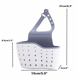 Kinteshun Kitchen Sink Caddy Sponge Holder Hang Basket for Scrubber Dish Brush Kitchen Accessories Organizer (off-white)