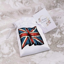 Azeeda 18cm 'Waving Union Jack Flag' Satin Drawstring Bag/Pouch (SB00100394)