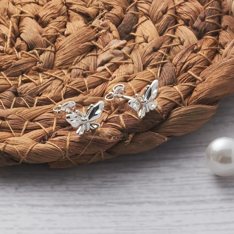 Philip Jones Silver Plated Butterfly Stud Earrings