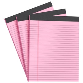 AILZFEI Pink Legal Pad Note Pads 8.5x11 inch, Wide Ruled Clear Print Writing Pads 30 Sheets/Pad, 20lb Colored Paper, Perforated Notepad with Sturdy Back (3 Pads Pink)