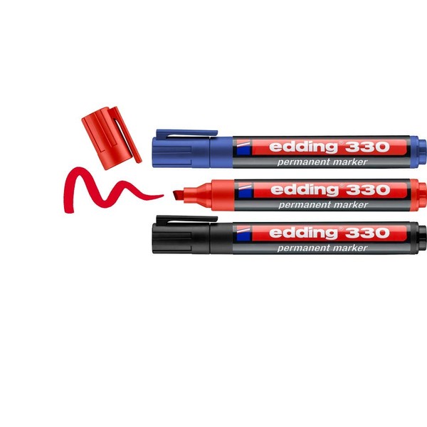 edding 330 permanent marker - black, red, blue - 3