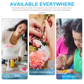 ERINGOGO Home Decor 12PCS Foam Cones for DIY and Crafts, 2x4 inch White Polystyrene Foam Cones, Christmas Tree Cones, for Xmas Decor, Florist, Dessert Tower Polystyrene Wreath Rings