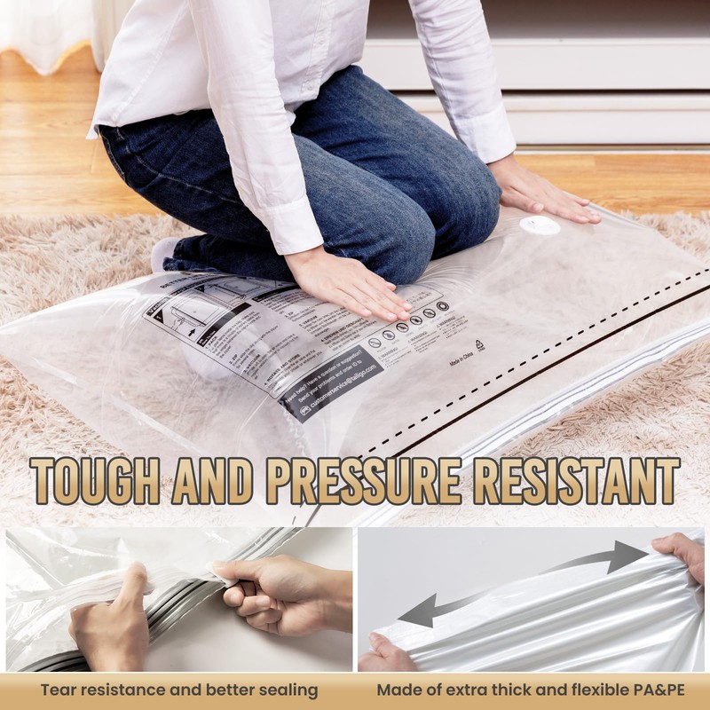 TAILI Vacuum Storage Bags With Long Side Zip 8 Pack