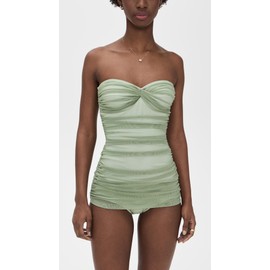 Norma Kamali Women's Walter Mio One Piece, Vintage Green/Snow White, S