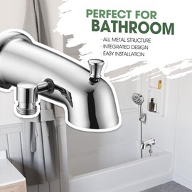 RAINREVIVE All Metal Tub Spout with Diverter for Hand Held Shower, Fits 1/2" or 3/4" IPS Bathtub Faucet with Shower Diverter, Chrome