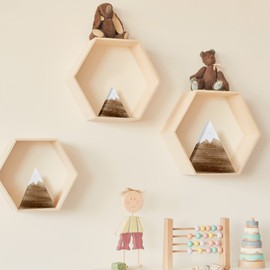 3 Pcs 3 Size Mountain Shelf Decor Mountain Wooden Sign Farmhouse Wood Mountain Decor Woodland Nursery Decor Travel Adventure Mountain Table Centerpiece for Home Farmhouse (Dark Brown)