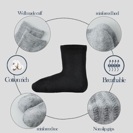 JORMATT Baby Toddler Socks Little Girls Boys Infant Ankle Socks Cotton Anti Slip Kids Newborn Crew Socks With Grips 6 Pairs, 6-12 months