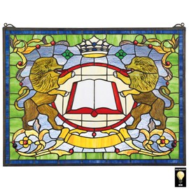 Stained Glass Panel - Lion Coat of Arms Stained Glass Window Hangings - Window Treatments