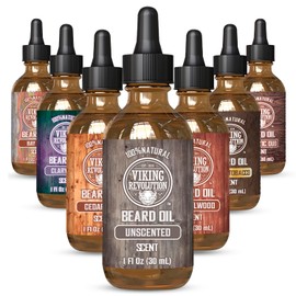 Best Beard Oil - All Natural Unscented Organic Argan & Jojoba Oils - Aids Beard Growth - Conditions and Strengthens Beards and Mustaches for Men by Viking Revolution