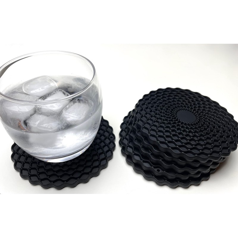 Black Drinks Coasters Set of 6 by Stone & Thyme