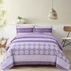 WONGS BEDDING Boho Quilt Set King,Purple Bohemian Striped Patchwork Bedspread