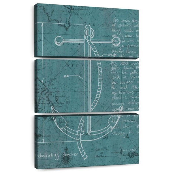 ElephantStock - Coastal Blueprint II Wall Art - Vertical Multi