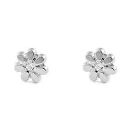 Women's & Children's Flower Stud Earrings 9 Carat (375) White Gold, White Gold, No Gemstone