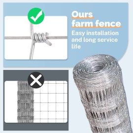 Grassland Pasture Fence Livestock Breeding FenceCattle Panel 14 Gauge Heavy Farm Fence 4ft X 328ft Galvanized Cattle FenceMesh Size: 6'', Wire Diameter: 1.6mm
