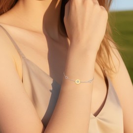 JERWLI Sunflower Bracelet for Women 925 Sterling Sliver Flower Bracelet Sunflower Jewelry Gifts for Women Lovers