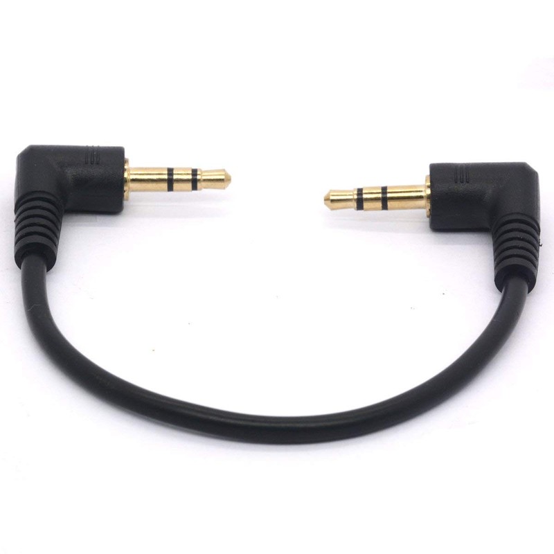 Short 3.5mm Right Angle Cable, Gold Plated 90 Degree 3.5