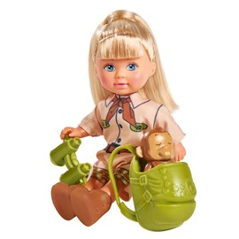 Simba Steffi Love Monkeys 105733481 Doll in Expedition Outfit with Backpack, Binoculars, Lining and Two Cute Monkeys Babies