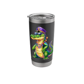 Mardi Gras Alligator Crocodile Beads Party Design Stainless Steel Insulated Tumbler