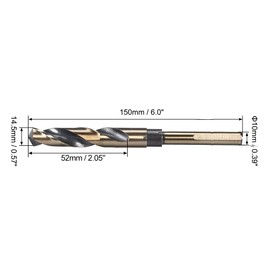 uxcell Reduced Shank Twist Drill Bits 14.5mm Black Nitride & Gold Titanium Coated High Speed Steel 4341 with 10mm (3/8") Shank for Stainless Steel Alloy Metal Plastic Wood