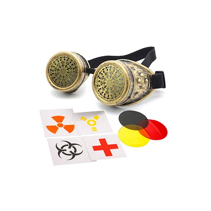 4sold (TM Steampunk Antique Copper Cyber Goggles Led Rave Goth