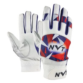 NVT Baseball Batting Gloves, Offers Superior Grip & Performance, Ultimate Durability and Ventilation, Batting Gloves Men Available in Blue & Multi Color (Red/Blue, Youth Small)