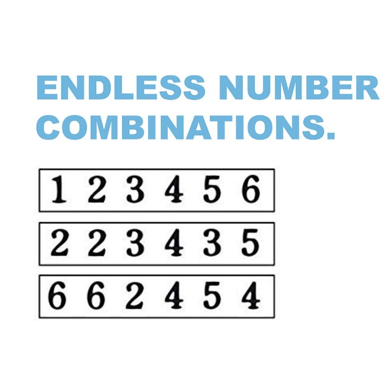 COSCO 2000PLUS Automatic Numbering Machine, 6 Wheels, Self-Inking, Black 0.75