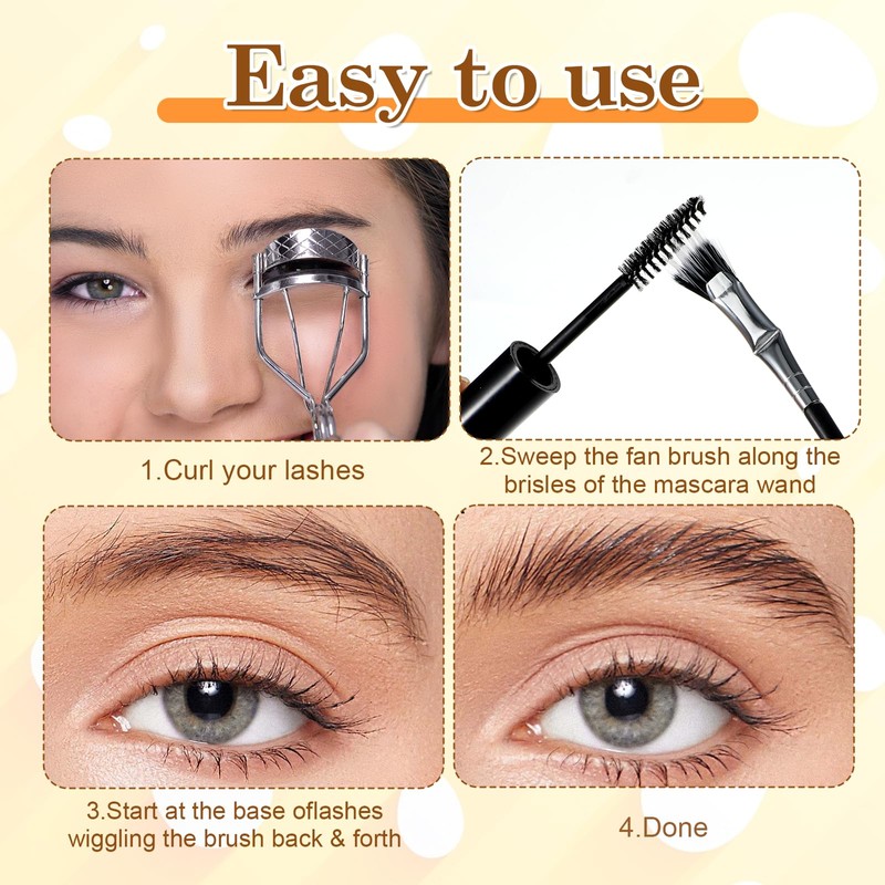 4 Pack Fan Brush for Mascara, Folding Angle Mascara Brush