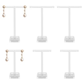 Jeffdad Pack of 6 Small Jewellery Stands, Acrylic Earring Stands, Earring Display Earrings Stand for Girls, Women, Jewellery Holder for Earrings, Rings, Chains, Watches, Bracelets (Transparent)