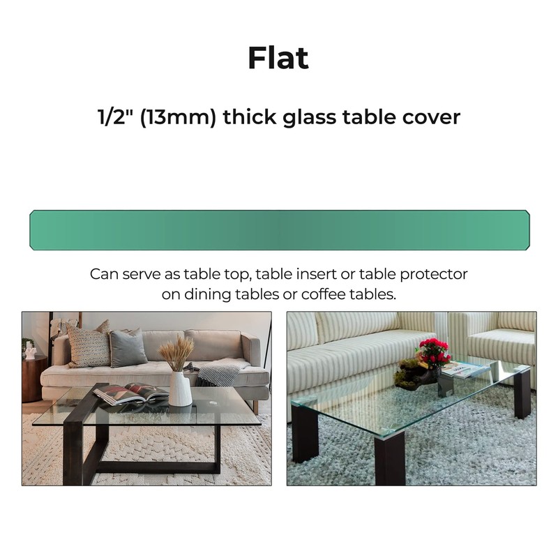 Fab Glass and Mirror Rectangle Glass Table Top, 18" x