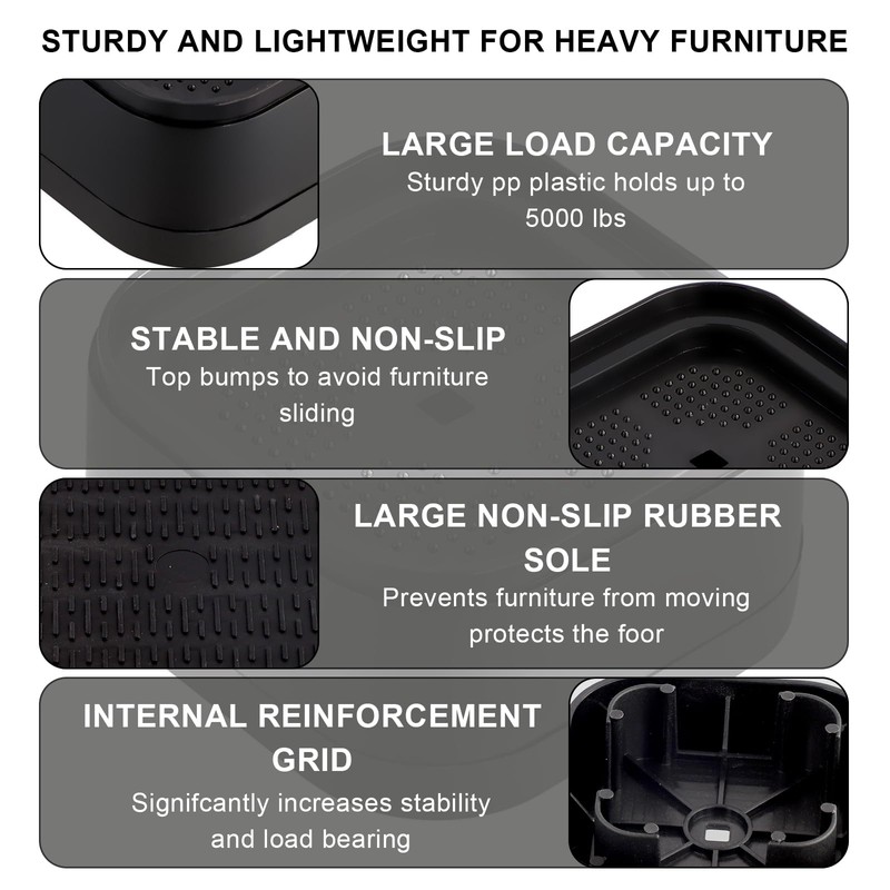 20Pcs Stackable Furniture Risers, Adjustable Bed and Table Leg Risers