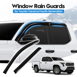 FIILINES Rain Guards for Toyota Tacoma 2024-2026, Tape-On Side Window Deflectors Visors for Tacoma, 4PCS, Black