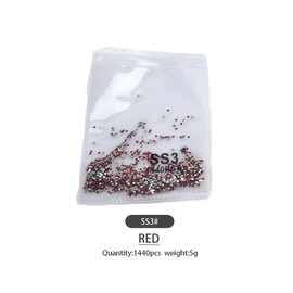 DIAO79NI Rhinestones 1440pcs SS3 Glass Nail Art Crystal Red Flatback Gemstones for Crafts Nails Makeup Bags and Shoes Decoration（SS3, Red）