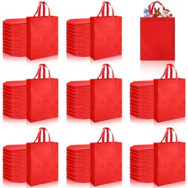 Silkfly 120 Pcs Non Woven Tote Bags Bulk 11.8 x 4 x 15 Inch Large Reusable Gift Bag Fabric Grocery Bags with Handles(Red)
