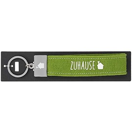Depesche 4298-107 Loops Felt Keyring with Engraved Metal End and Iconic Print, Home, Green, Approx. 18.7 x 4.4 x 1 cm